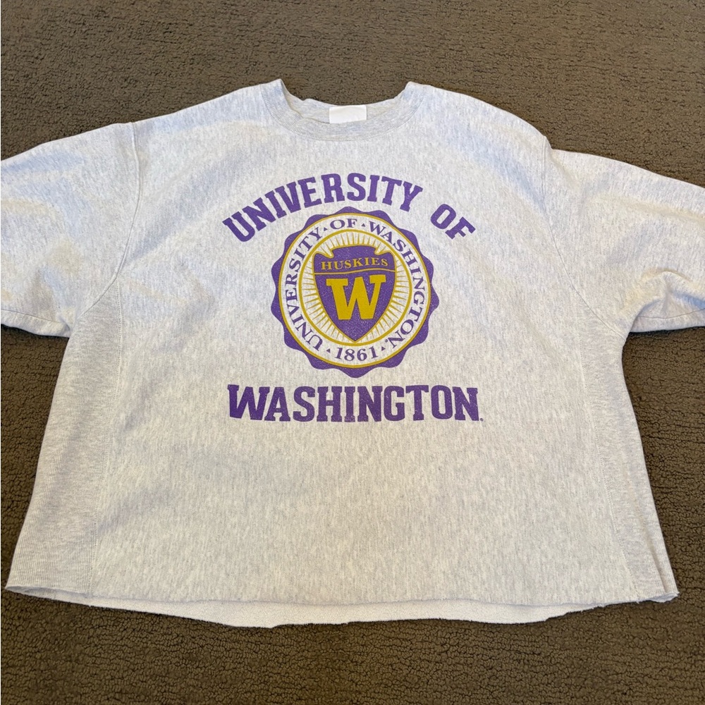 University of Washington Cropped Gray Crewneck